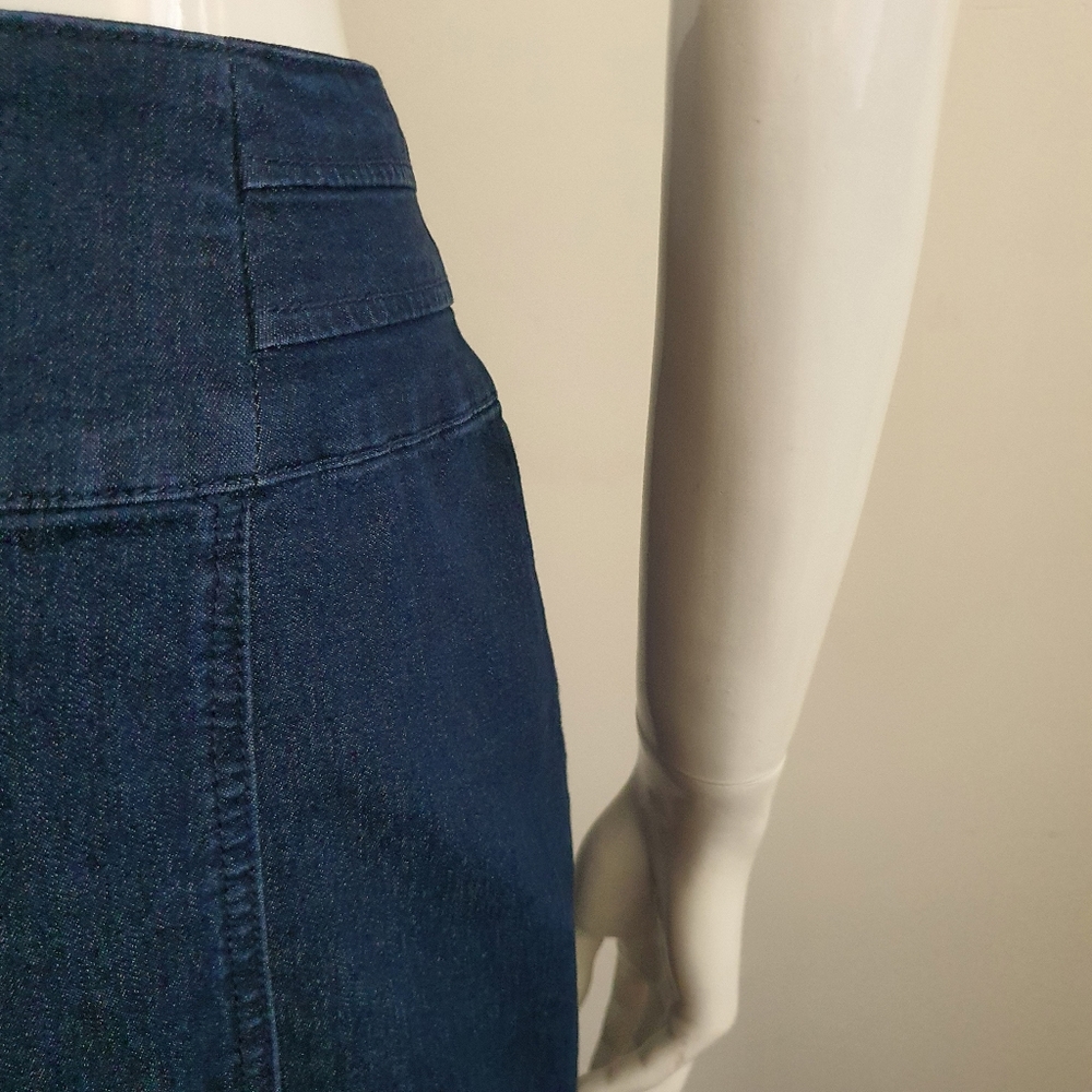 Review Size 14 High Waist Dark Wash Blue Denim Skirt - Picture 4 of 10